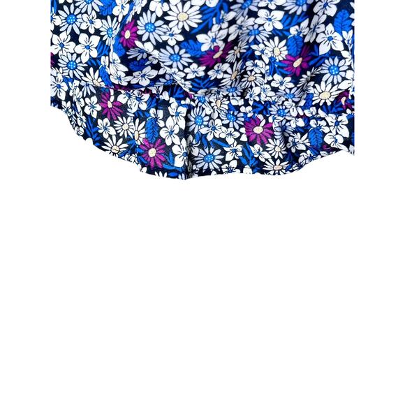 Max Studio Blue Purple Daisy Print Short Sleeve Bubble Hem 3/4 Sleeve Blouse - Picture 4 of 10